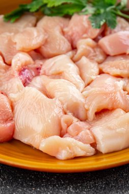 Tavuk eti çiğ et kümes hayvanları taze gurme yemek arka planı masa rustik gıda üst görünüm fotokopi alanı