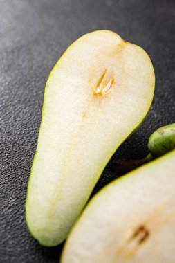 Armut sulu meyve tatlı gurme yemek arka planı masaya rustik gıda fotokopi uzay keto ve paleo diyet vejetaryen ve vejetaryen gıda