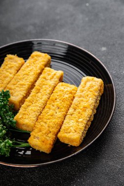 Balık, deniz ürünleri tabağı taze gurme yemek arkaplanı masa rustik gıda üst görünüm kopyalama alanı üzerine yapıştırır