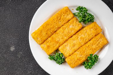 Balık, deniz ürünleri tabağı taze gurme yemek arkaplanı masa rustik gıda üst görünüm kopyalama alanı üzerine yapıştırır