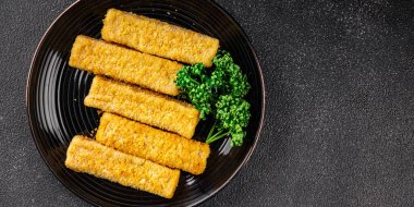 Balık, deniz ürünleri tabağı taze gurme yemek arkaplanı masa rustik gıda üst görünüm kopyalama alanı üzerine yapıştırır