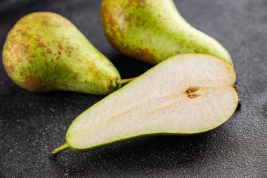 Armut olgun meyve sulu taze gurme yemek arka planı masaya rustik gıda fotokopi alanı keto ve paleo diyet vejetaryen ve vejetaryen gıda