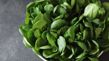 Salata fasülyesi yeşil sebze yemeği taze gurme yemek bırakır masa rustik gıda üst görünüm fotokopi alanı keto ve paleo diyet vejetaryen ve vejetaryen gıda