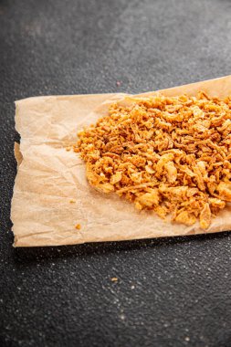 Kızarmış soğan çıtır soğan aperatif sebzeler taze lezzetli gurme yemek arkaplanı masa rustik yemek üst görünümü fotokopi alanı vejetaryen ve vejetaryen yemekleri