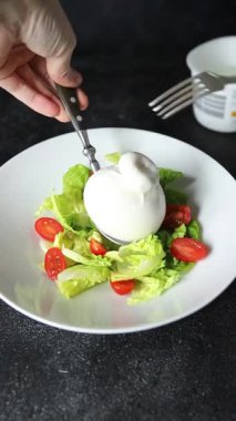 Salata burrata peynirli bufalo sütlü peynir salata tabağı sofrada taze gurme yemek arkaplanı rustik yemekler üst görünümde fotokopi alanı