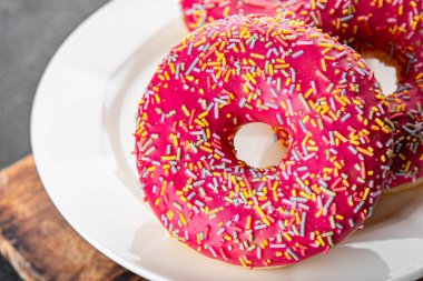 Tatlı tatlı tatlı fast food tatlı tatlı tatlı lezzetli gurme yemek arka planı masa rustik gıda üst görünüm fotokopi alanı