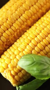 Mısır koçanı haşlanmış sebzeler taze gurme yemek arkaplanı masanın üstünde rustik yemek fotokopi alanı keto ve paleo diyet vejetaryen ve vejetaryen yemekleri