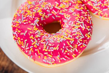 Tatlı tatlı tatlı fast food taze lezzetli gurme yemek arkaplanı masanın üzerinde rustik yemek üst görünüm fotokopi alanı