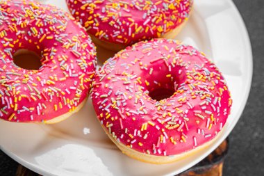 Tatlı tatlı tatlı fast food taze lezzetli gurme yemek arkaplanı masanın üzerinde rustik yemek üst görünüm fotokopi alanı