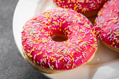 Tatlı tatlı tatlı fast food taze lezzetli gurme yemek arkaplanı masanın üzerinde rustik yemek üst görünüm fotokopi alanı