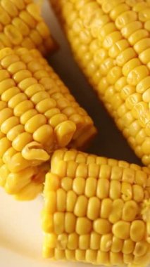 Mısır koçanı yiyeceği, abur cubur, sebze, lezzetli gurme yemek arkaplanı, kırsal yiyecekler, fotokopi alanı.