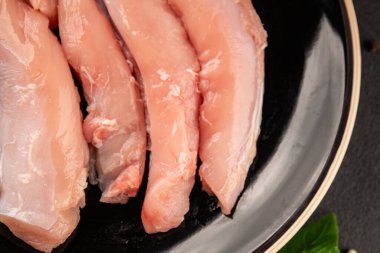 Tavşan çiğ et fileto taze lezzetli gurme yemek arka planı masa rustik gıda üst görünüm fotokopi alanı keto ve paleo diyet