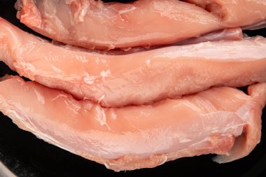 Tavşan çiğ et fileto taze lezzetli gurme yemek arka planı masa rustik gıda üst görünüm fotokopi alanı keto ve paleo diyet