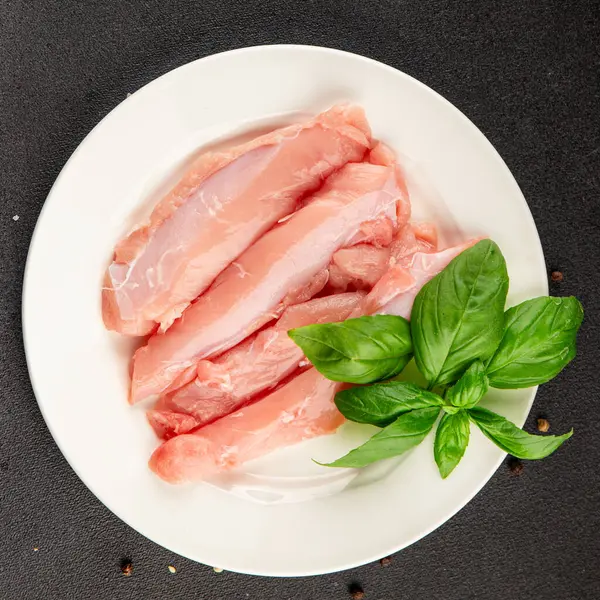 Tavşan çiğ et fileto taze lezzetli gurme yemek arka planı masa rustik gıda üst görünüm fotokopi alanı keto ve paleo diyet