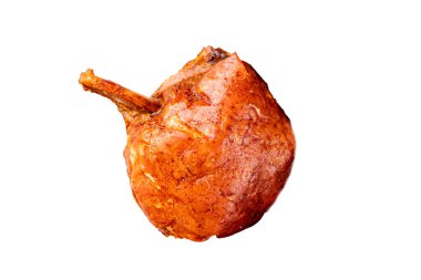 Eklem füme et, jambon roulka taze şiş lezzetli gurme yemek arkaplanı masa kırsal yemek üst görünüm kopyalama alanı