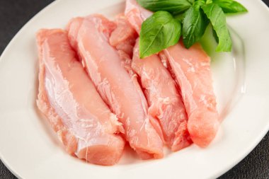 Tavşan çiğ et fileto taze lezzetli gurme yemek arka planı masa rustik gıda üst görünüm fotokopi alanı keto ve paleo diyet