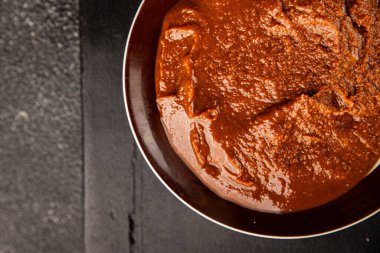 Japon yemeği pişirmek için Miso macunu kalın soya fasulyesi ezmesi. Lezzetli çerezler. Yemek arkaplanı.