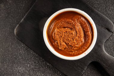 Japon yemeği pişirmek için Miso macunu kalın soya fasulyesi ezmesi. Lezzetli çerezler. Yemek arkaplanı.