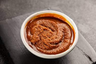 Japon yemeği pişirmek için Miso macunu kalın soya fasulyesi ezmesi. Lezzetli çerezler. Yemek arkaplanı.