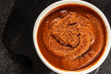 Japon yemeği pişirmek için Miso macunu kalın soya fasulyesi ezmesi. Lezzetli çerezler. Yemek arkaplanı.