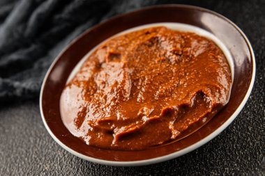 Japon yemeği pişirmek için Miso macunu kalın soya fasulyesi ezmesi. Lezzetli çerezler. Yemek arkaplanı.