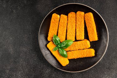 Balıklar deniz mahsulleri kıyma ikinci tabak lezzetli aperatif lezzetli gurme yemek arkaplan masa üzerinde rustik gıda üst görünüm fotokopi alanı pesseeter diyet