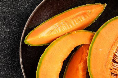 Kavun Charente olgun tatlı meyve lezzetli çerez lezzetli lezzetli gurme yemek arka planı masa üzerinde rustik gıda fotokopi alanı keto ve paleo diyet vegan ve vejetaryen gıda