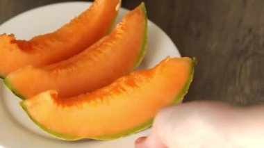 Kavun Charente olgun tatlı meyve lezzetli çerez lezzetli lezzetli gurme yemek arka planı masa üzerinde rustik gıda fotokopi alanı keto ve paleo diyet vegan ve vejetaryen gıda