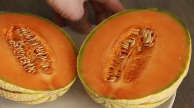 Kavun Charente olgun tatlı meyve lezzetli çerez lezzetli lezzetli gurme yemek arka planı masa üzerinde rustik gıda fotokopi alanı keto ve paleo diyet vegan ve vejetaryen gıda