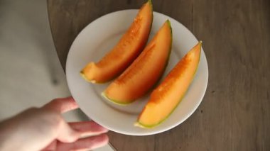 Kavun Charente olgun tatlı meyve lezzetli çerez lezzetli lezzetli gurme yemek arka planı masa üzerinde rustik gıda fotokopi alanı keto ve paleo diyet vegan ve vejetaryen gıda