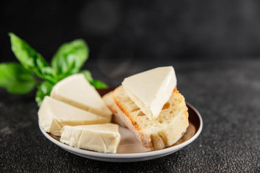 İşlenmiş peynirin işlenmiş porsiyon peyniri. Sandviç için. Lezzetli çerez.