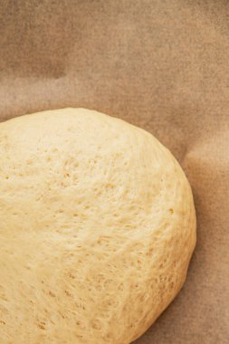 Hamur hamuru mayası, un, su lezzetli aperatif taze lezzetli gurme yemek arkaplanı masa kırsal yiyeceklerin üst görünümü fotokopi alanı