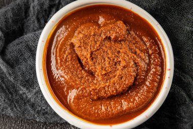 Japon yemeği pişirmek için Miso macunu kalın soya fasulyesi ezmesi. Lezzetli çerezler. Yemek arkaplanı.