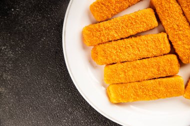 Balıklar deniz mahsulleri kıyma ikinci tabak lezzetli aperatif lezzetli gurme yemek arkaplan masa üzerinde rustik gıda üst görünüm fotokopi alanı pesseeter diyet