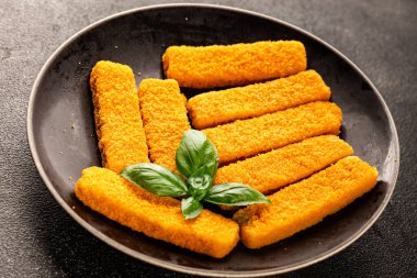 Balıklar deniz mahsulleri kıyma ikinci tabak lezzetli aperatif lezzetli gurme yemek arkaplan masa üzerinde rustik gıda üst görünüm fotokopi alanı pesseeter diyet