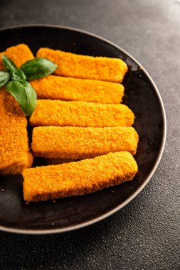 Balıklar deniz mahsulleri kıyma ikinci tabak lezzetli aperatif lezzetli gurme yemek arkaplan masa üzerinde rustik gıda üst görünüm fotokopi alanı pesseeter diyet