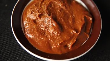 Japon yemeği pişirmek için Miso macunu kalın soya fasulyesi ezmesi. Lezzetli çerezler. Yemek arkaplanı.