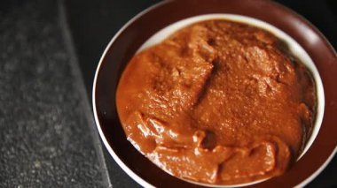 Japon yemeği pişirmek için Miso macunu kalın soya fasulyesi ezmesi. Lezzetli çerezler. Yemek arkaplanı.