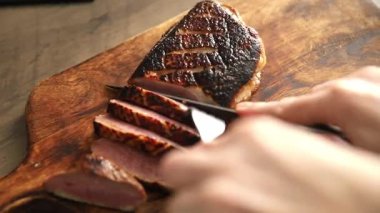 Duck breast roast poultry fresh natural product tasty snack delicious gourmet food background on the table rustic top view copy space