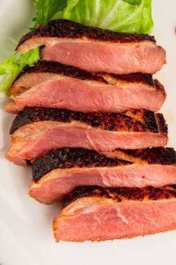 Duck breast roast poultry fresh natural product tasty snack delicious gourmet food background on the table rustic top view copy space