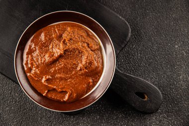 Japon yemeği pişirmek için Miso macunu kalın soya fasulyesi ezmesi. Lezzetli çerezler. Yemek arkaplanı.