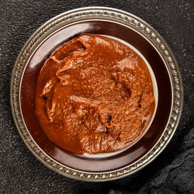 Japon yemeği pişirmek için Miso macunu kalın soya fasulyesi ezmesi. Lezzetli çerezler. Yemek arkaplanı.