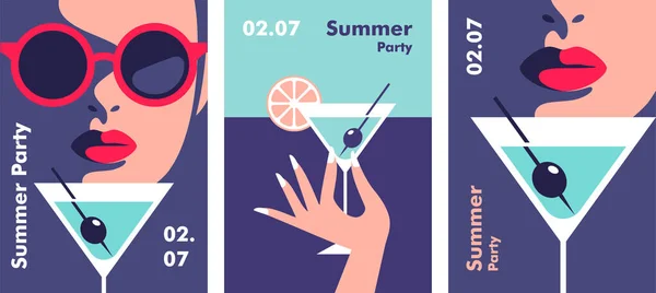 Summer Party Poster Design Template Minimalistic Style Vector Illustration Vettoriali Stock Royalty Free