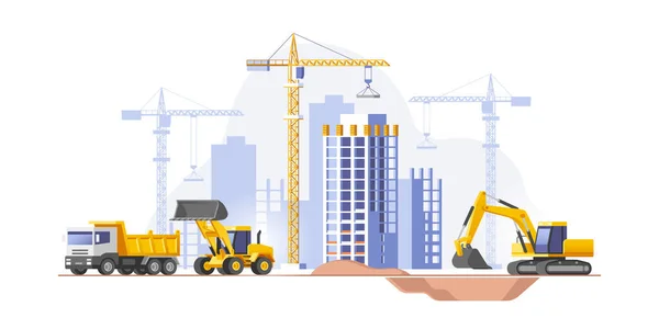 Construction Site Building House Real Estate Business Vector Illustration Vettoriale Stock