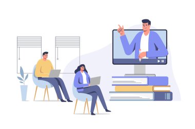 Male teacher conduct lessons online. Video course, web seminar, internet class, personal teacher service for individual distant home self education.