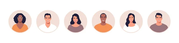 Avatar Profilbild Icon Set Mit Mann Und Frau Vektorillustration Vektorgrafiken