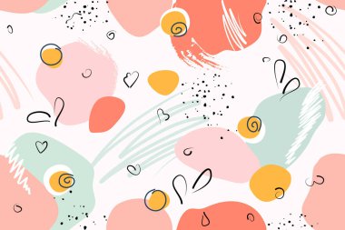 Modern, kusursuz çiçek deseni. Fırça darbeleriyle büyük çiçeklerin arkaplanı