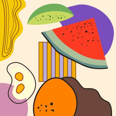 meyveli soyut renkli geometrik arkaplan