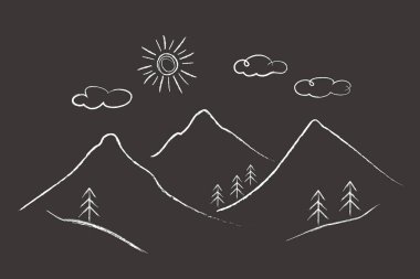 vektör el karalama dağ manzarası.