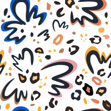 Elle çizilmiş elementlerle kusursuz desen. vektör illüstrasyonu